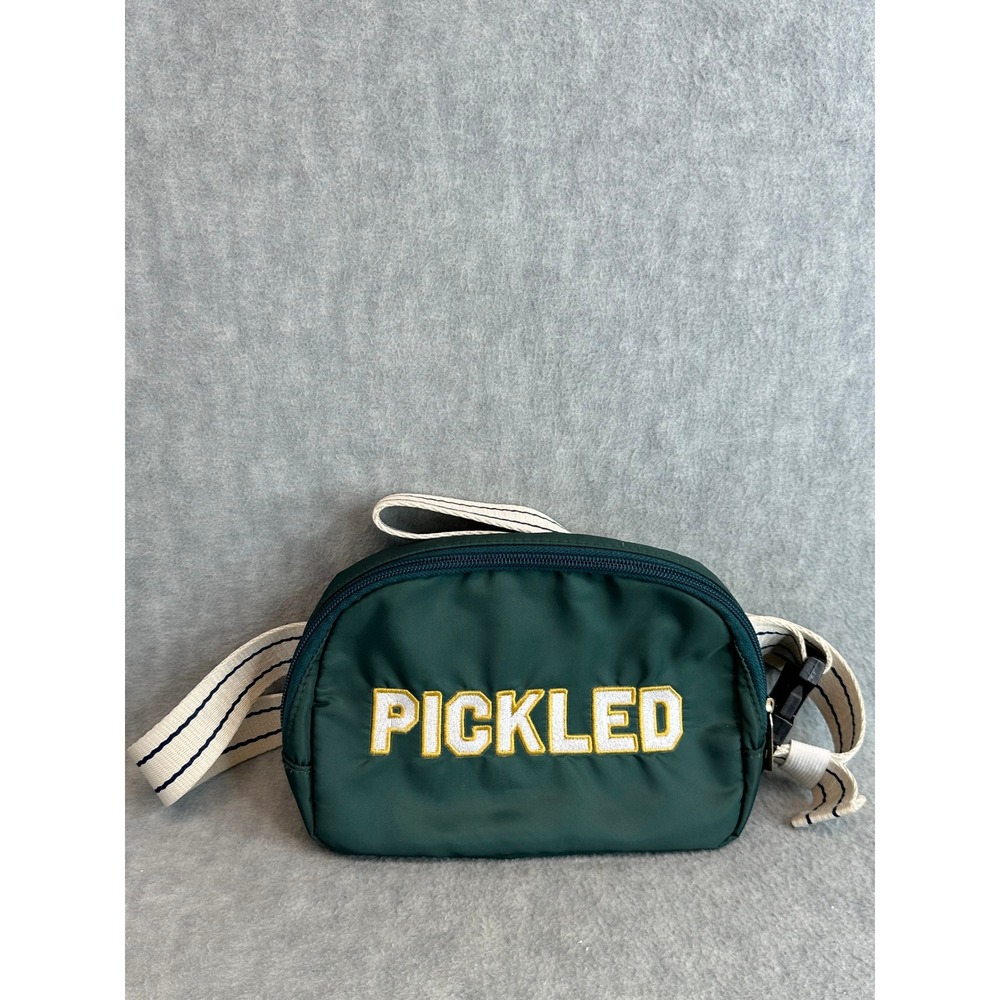 Pickled‎ Green Nylon Belt Bag Fanny Pack Embroidered Logo Striped Strap Prince